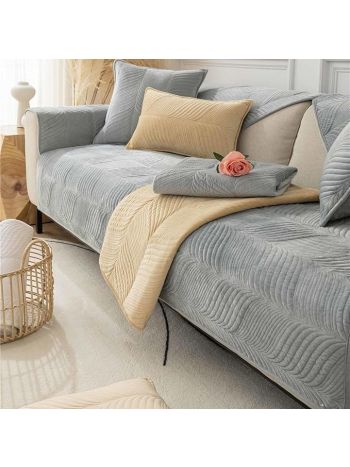 Samt sofaschoner rutschfest 1 2 3 4 Sitzer, L Form Sofaüberwurfe, sofadecken für sitzfläche, Ultra Weicher Sofaschoner -grau-70*150